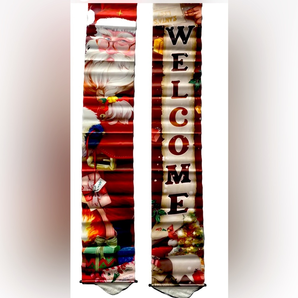2 Piece Christmas Hanging Outdoor Porch Banners 70x11 Inch